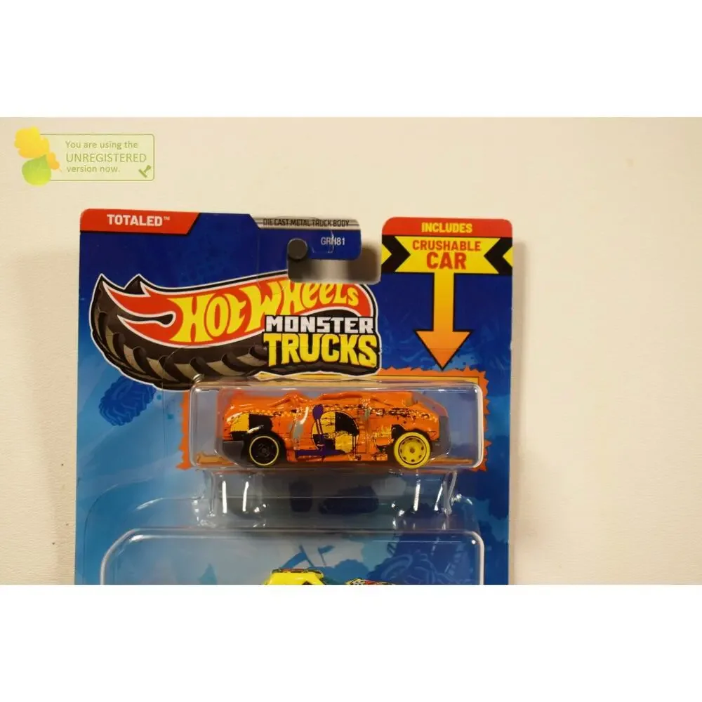 Hot Wheels Monster Truck Totaled and Crushed Van Blind Sided 1/64 Scale